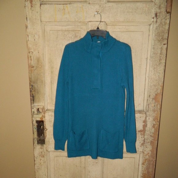 Soft Surroundings Highland Chunky Knit Teal Tunic Sweater Size Small (KK-1) - Picture 1 of 6